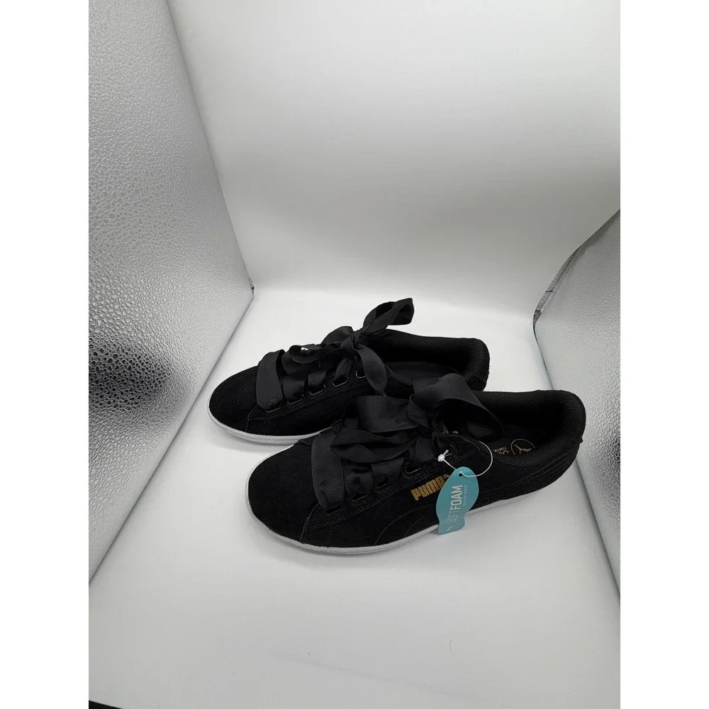 Puma Vikky Ribbon Women's 8.5 Black Solid Regular Fit Modern Elegant Coquette